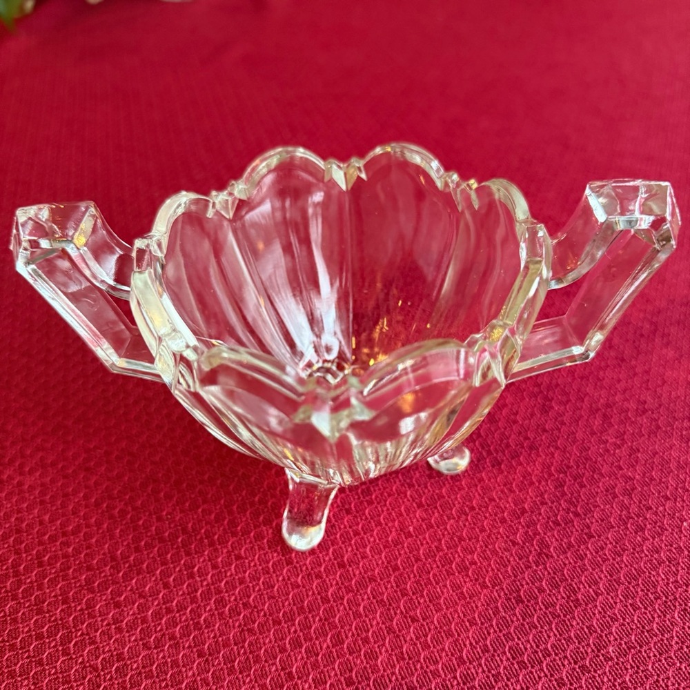 Antique Indiana Glass No. 125 Three Footed Open Sugar Bowl